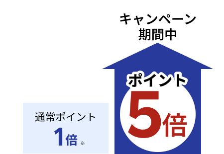 通常ポイント1倍 キャンペーン期間中ポイント5倍