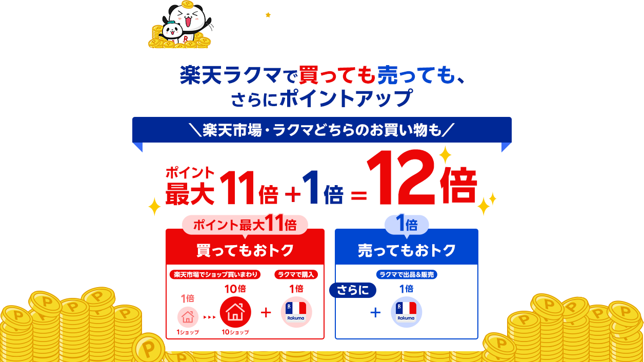 BlackFriday × Rakuten Rakuma 楽天ラクマで買っても売っても、さらにポイントアップ 楽天市場・ラクマどちらのお買い物もポイント最大11倍＋1倍＝12倍 ポイント最大11倍 買ってもおトク 楽天市場でショップ買いまわり ポイント最大10倍+ラクマで購入で+ラクマで購入で1倍 売ってもおトク さらにラクマで出品＆販売で+1倍